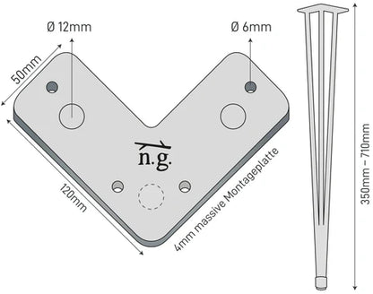 4er Set HAIRPIN Legs Adjustable