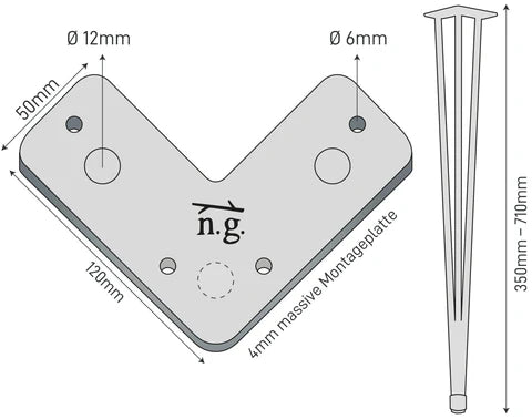 4er Set HAIRPIN Legs Adjustable