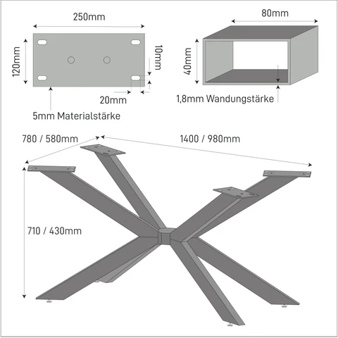 Tischgestell KREUZ